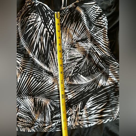 Aqua Green black and‎ white tropical palm tree tankini bathing suit top sz small - Picture 9 of 10